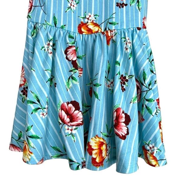 NEW Dot Dot Smile Blue Floral & Stripes Tank Dress 12-24 Months - Picture 3 of 6